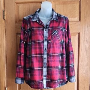 Eddie Bauer Red, Black and Gray Plaid Shirt